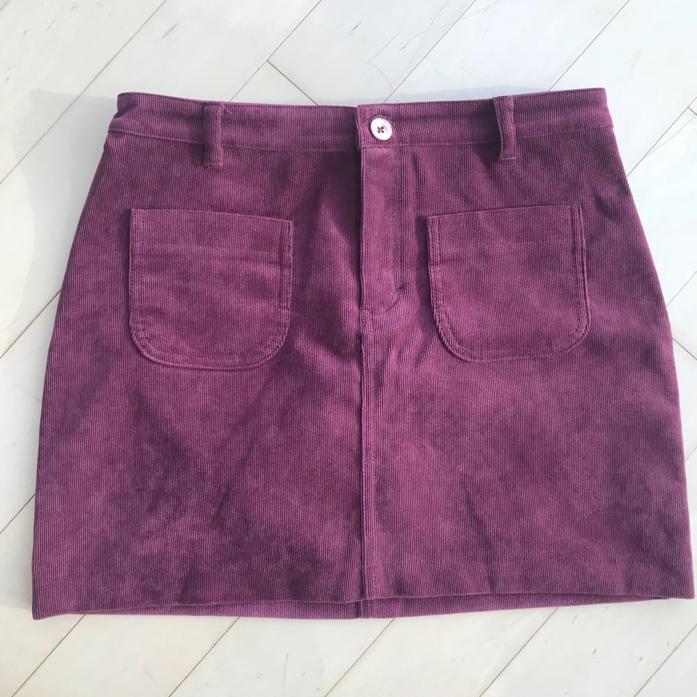 Hollister Maroon Corduroy Skirt with Pockets